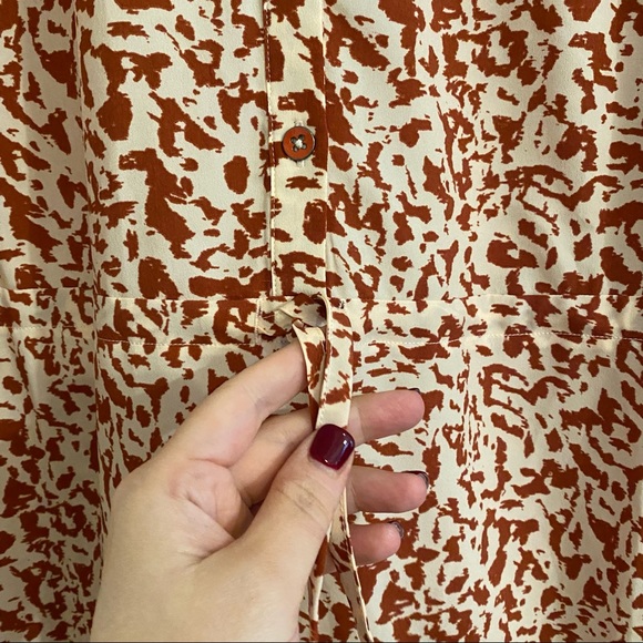 CABI Terra Cotta & Cream Patterned Dress with Ruffle Hem - Picture 10 of 10